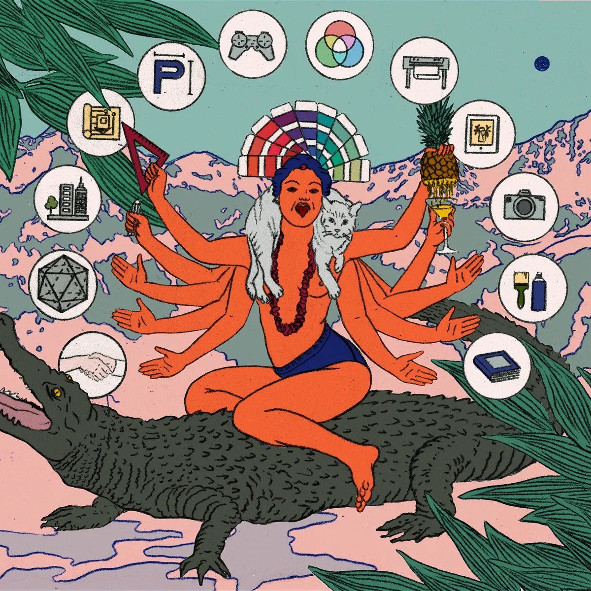 Goddess riding a crocodile